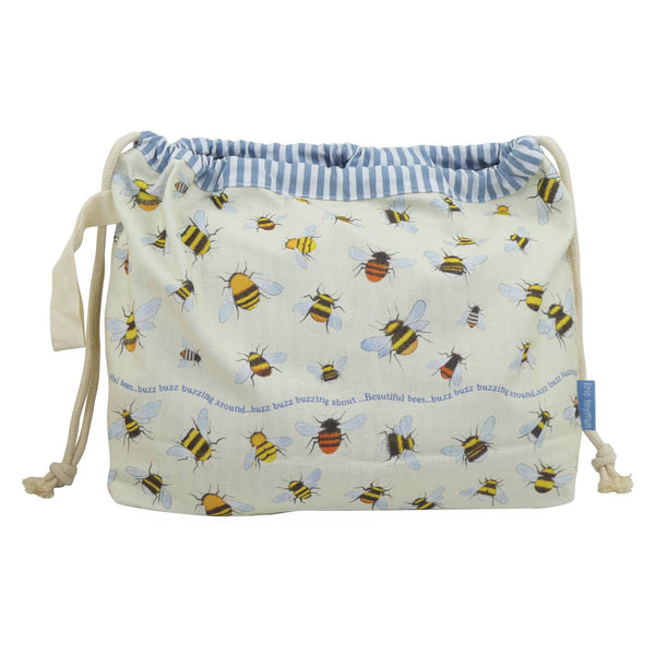 Drawstring project bag style bees