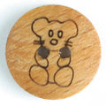 Teddy Bear Wood Button 15mm