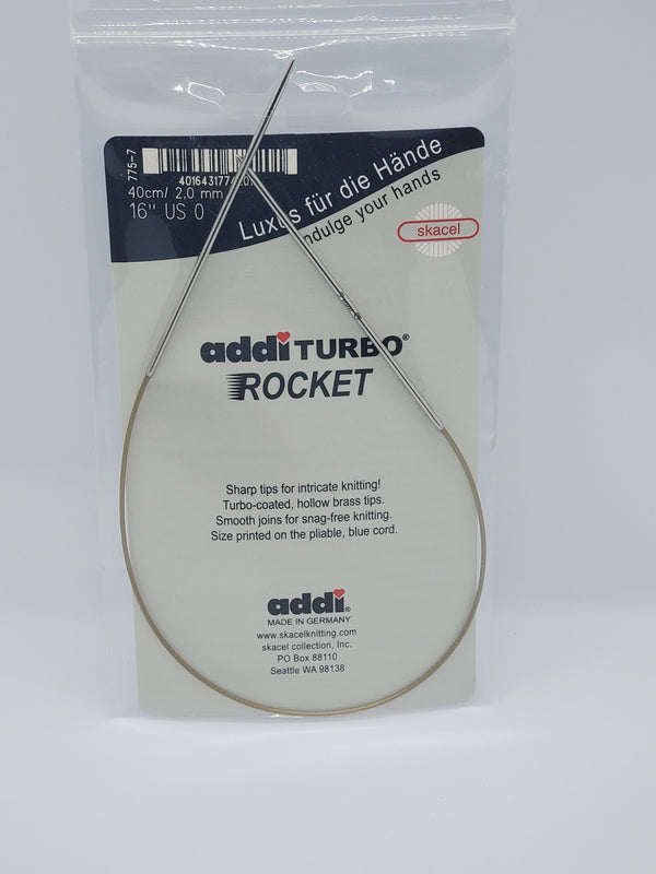 addi turbo rocket knitting needle 16 inch circular size 0