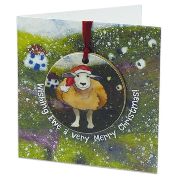 Felted Sheep Bauble Card