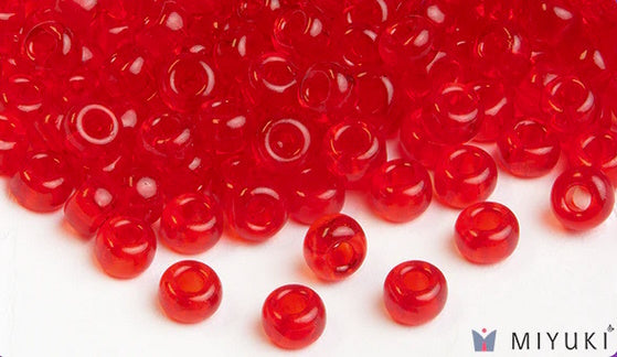 Miyuki 6/0 glass seed beads in the color 140 Transparent Red