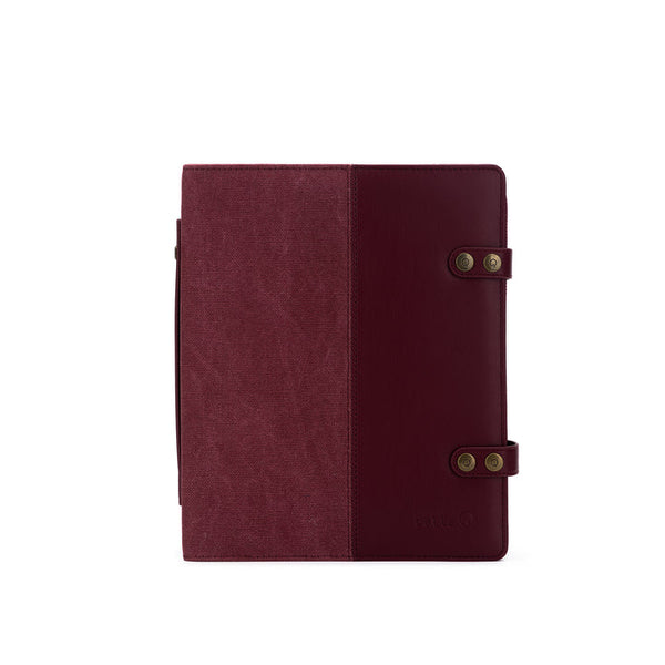 della Q Hook & Needle Notebook in the color maroon