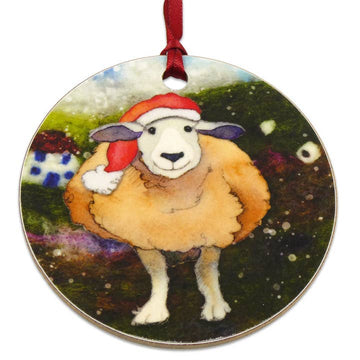 Felted Sheep Bauble Card