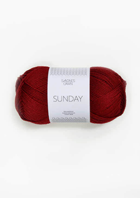 Sandnes Garn Sunday fingering weight 100% merino yarn in the color Deep Red 4326