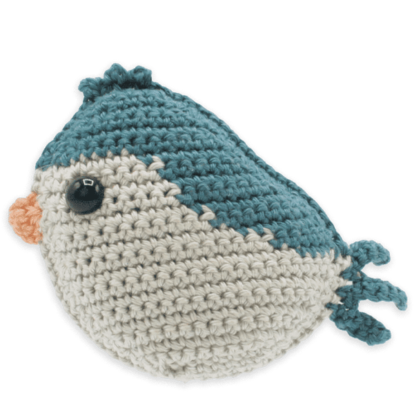 crocheted blue bird