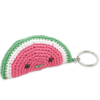 stuffed melon crocheted key chain