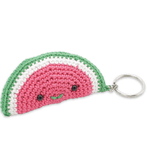 stuffed melon crocheted key chain