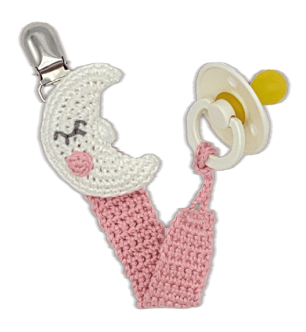 crochet moon pacifier clip