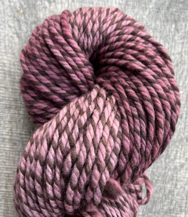 American Ewe Twisted Bulky hand dyed shaniko wool yarn in the color Root Beer