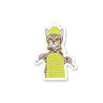 Vinyl Sticker with a cat in a hat knitting