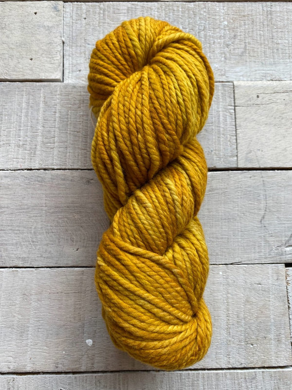 Malabrigo Chunky hand dyed 100% Merino Wool yarn in the color Oro (gold)