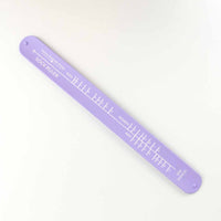 lavender colored sock sizing ruler 