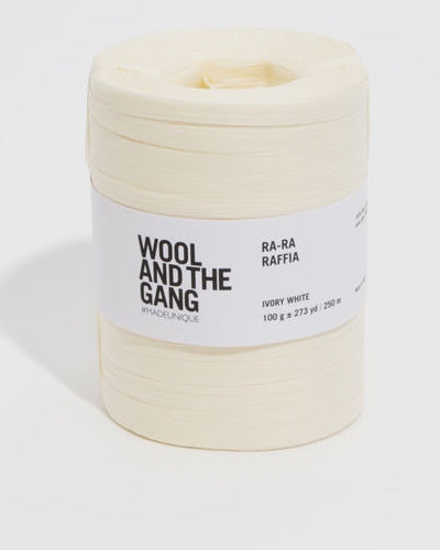 Wool and the Gang Ra-Ra Raffia yarn in the color Ivory White