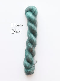 Madelinetosh tosh silk cloud hand dyed yarn in the color Hosta blue