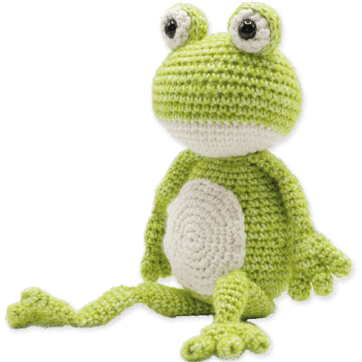 crocheted vinny frog from crochet kit