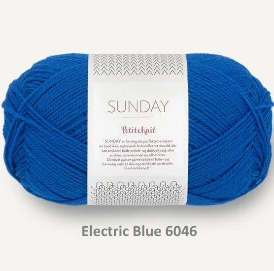 Sandnes Garn Sunday fingering weight 100% merino yarn in the color Electric Blue 6046