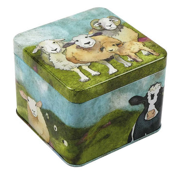 Felted Sheep Small Square Tin by Emma Ball