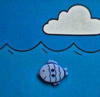 happy fish 18mm button blue