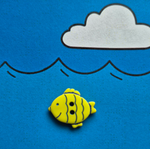 happy fish 18mm button lime green