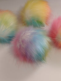 rainbow sherbet faux fur pom