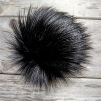 black faux fur pom 6 inch