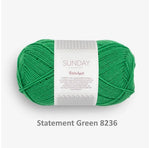 Sandnes Garn Sunday fingering weight 100% merino yarn in the color Statement Green 8236