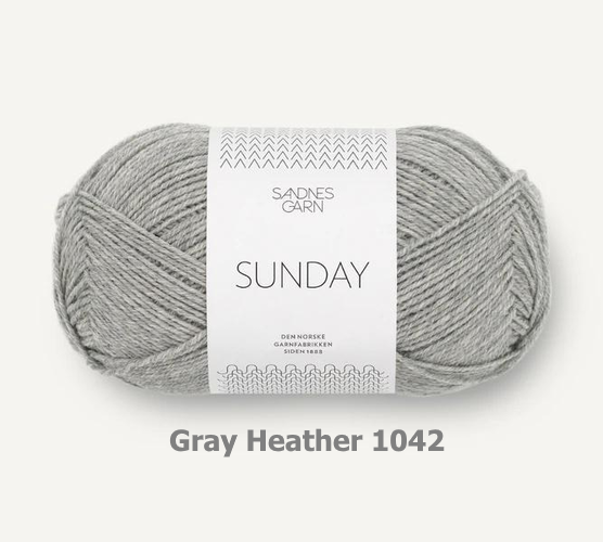 Sandnes Garn Sunday fingering weight 100% merino yarn in the color Gray Heather 1042