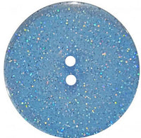 Round Polyester Button With Glitter 18mm Medium Blue