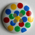 White Button with Multi Colored Dots