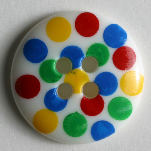 White Button with Multi Colored Dots