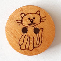 Wood Novelty Cat Button 15mm