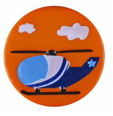 orange 15mm button with blue helicopter