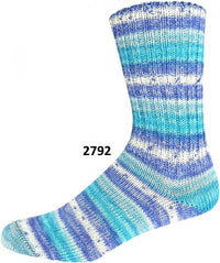 Online Supersock 4 ply self striping sock yarn in the color 2792 purple aqua white