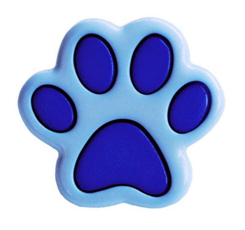 Pawprint Button with shank Blue 18mm