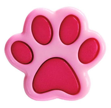Pawprint Button with shank Pink 18mm