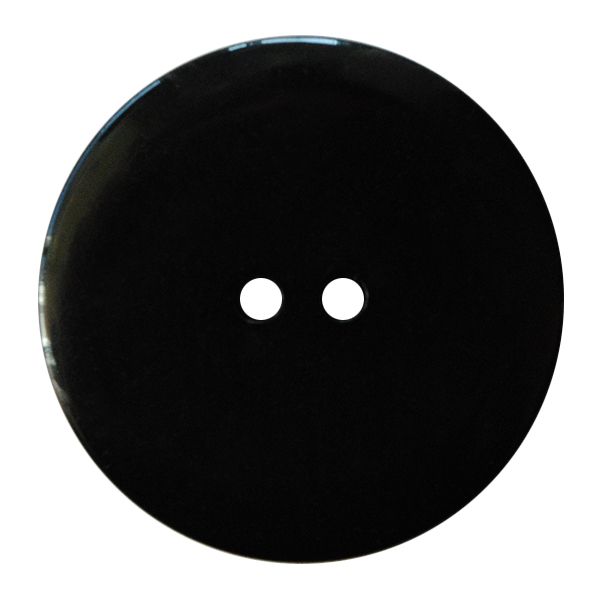 Black button, round, 2 holes 18mm