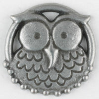Nicky Epstein Antique Tin Owl button with shank 25mm