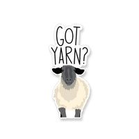 Viinyl Sticker with a sheep and the saying "Got Yarn?"