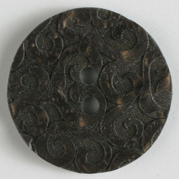 Brown button with scrolls 23mm