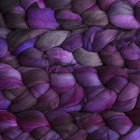 Malabrigo Nube unspun merino top hand dyed in the color Sabidura (purples)