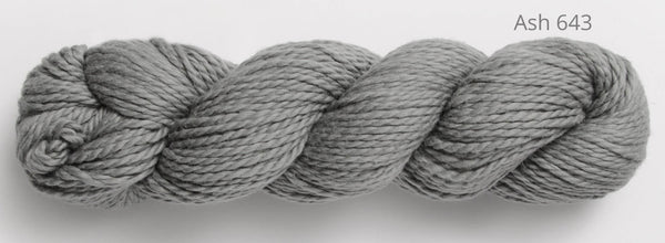 Blue Sky Fibers Organic Worsted Cotton in the color Ash 643 (gray)