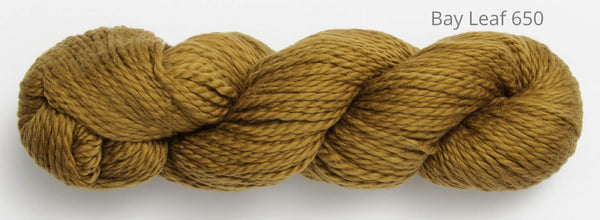 Blue Sky Fibers Organic Worsted Cotton in the color Bay Leaf 650 honey gold