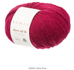 Rowan Alpaca Soft DK in the color Deep Rose 206