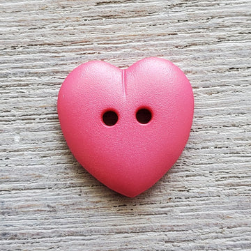 Deep Pink Heart button 15mm
