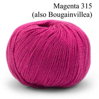 Pascuali Cumbria yarn in the color Magenta 315 also called Bougainvillea