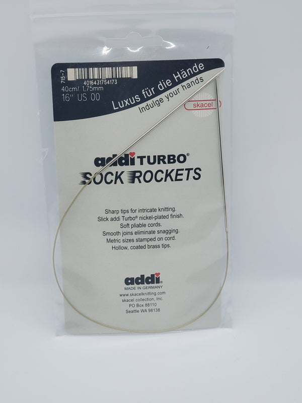 addi turbo sock rocket knitting needles 16 inch circular size 00