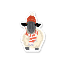 Vinyl Sticker with a sheep in a scarf and a hat
