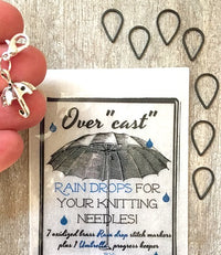 Raindrops stitch markers plus Umbrella progress keeper