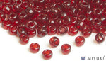 Miyuki 6/0 glass seed beads in the color 141 Transparent Ruby